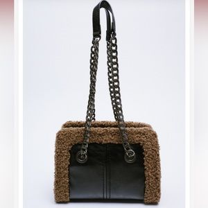 Zara fleece trim shoulder bag